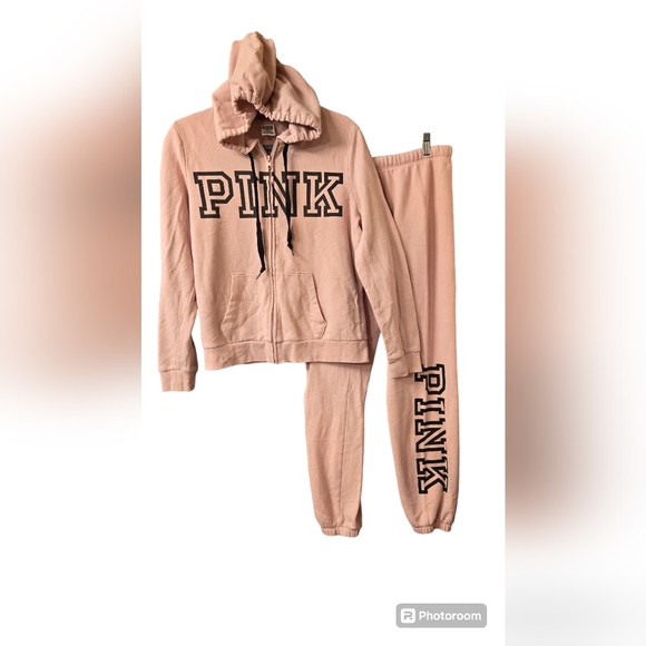 PINK Victoria's Secret Pants - VS PINK Women's M Matching Sweatsuit Set Outfit Full Zip Hoodie and Sweatpants